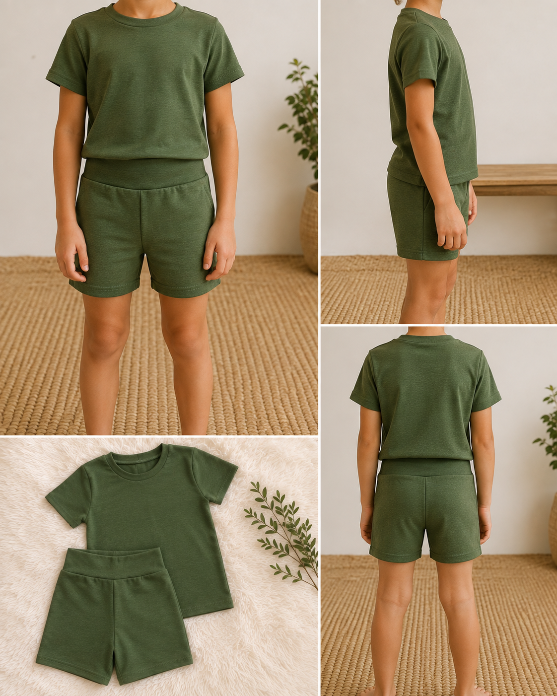 Wool Youth Base Layer sets- shorts with short sleeved