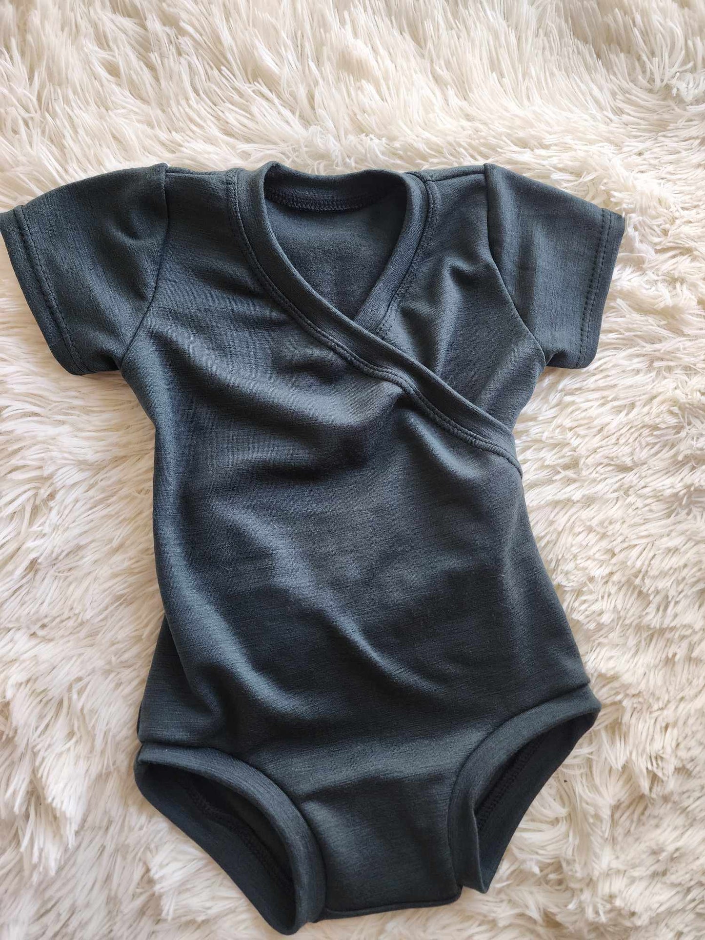 Wool jersey- Cross Over Infant Bodysuit