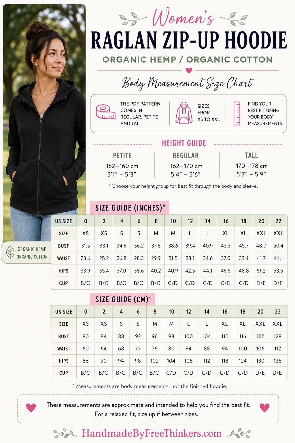 Women's Organic Full Zip Raglan hoodie