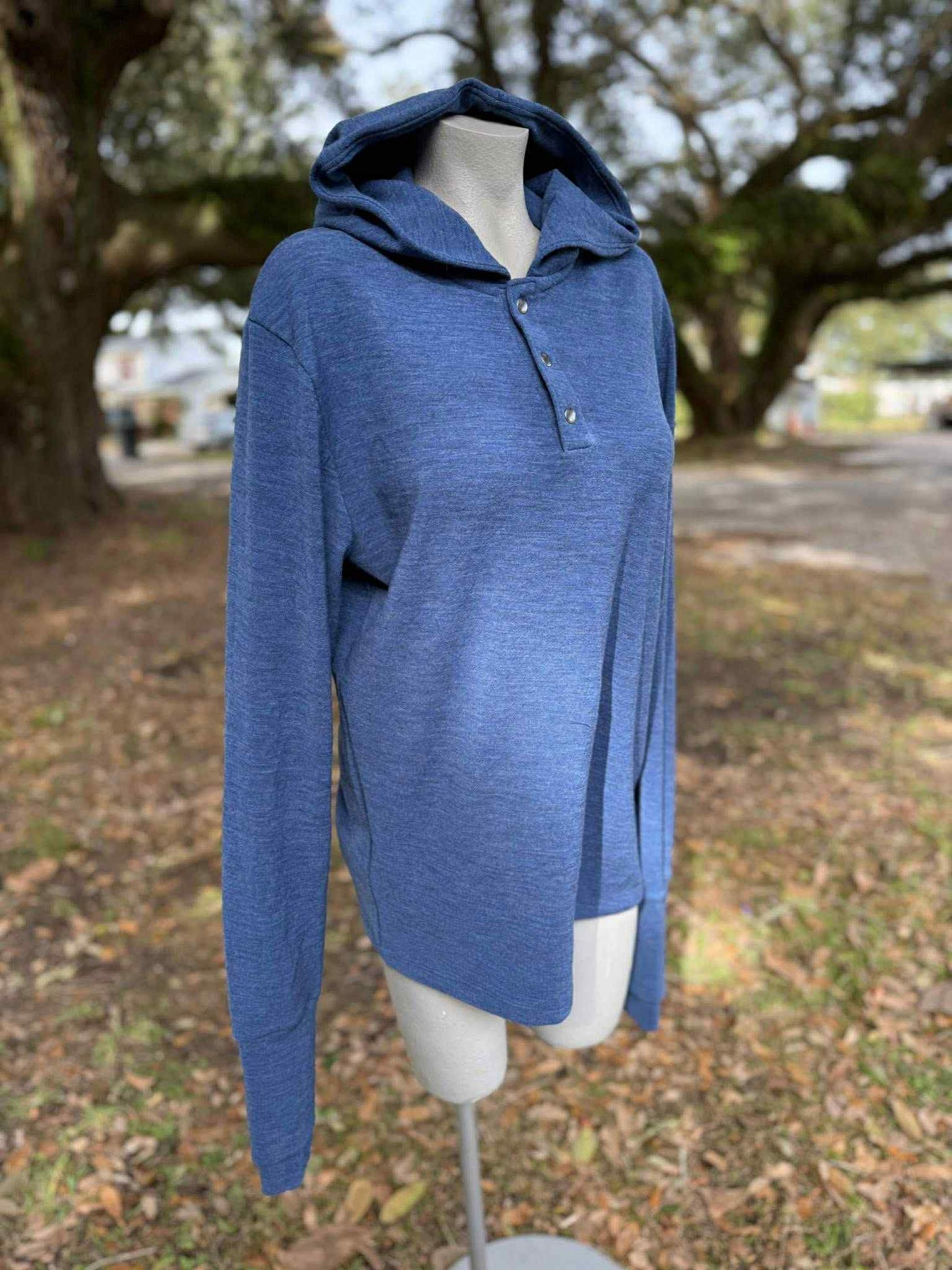 Wool Jersey: Men's Henley Hoodie